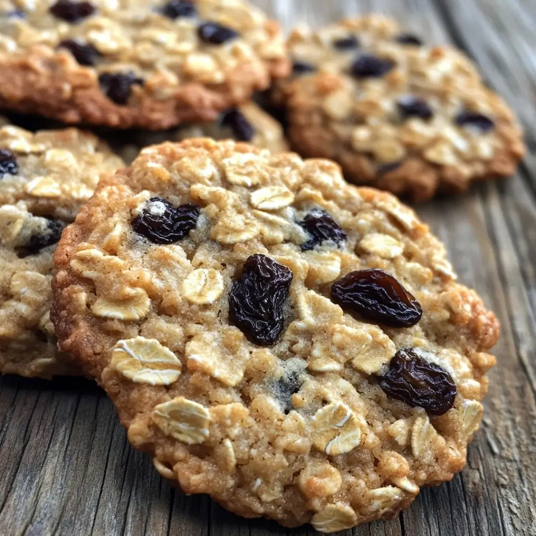 Gluten-Free Oatmeal Raisin Cookie Recipe featuring soft and chewy cookies with golden oats and raisins.