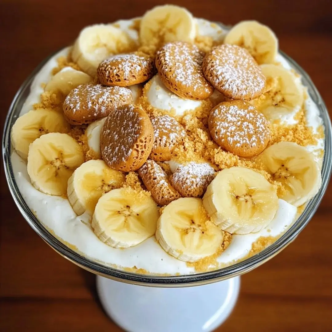 Overhead view of ingredients for nilla wafer banana pudding recipe including Nilla Wafers, bananas, pudding mix, and whipped topping.