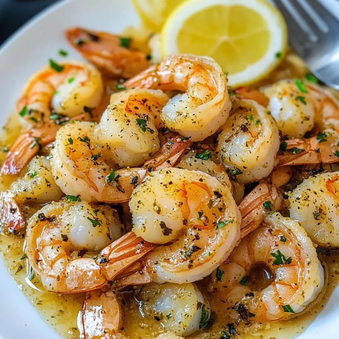 Close-up of shrimp scampi pasta on a plate – shrimp scampi recipe without wine